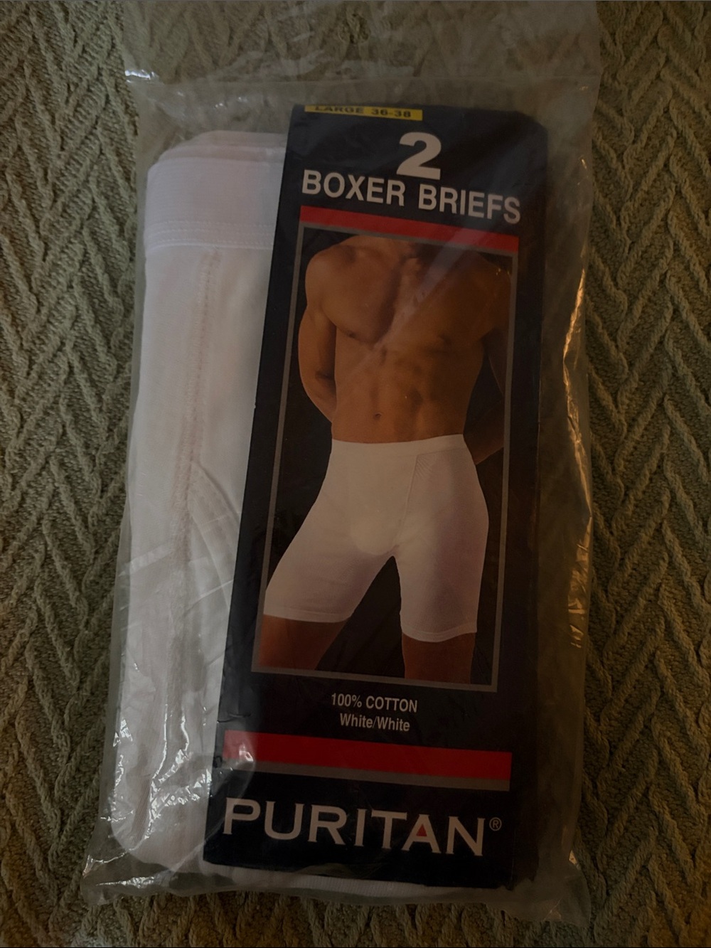 BRAND NEW Puritan White Men's Boxer Briefs - 2 Pack